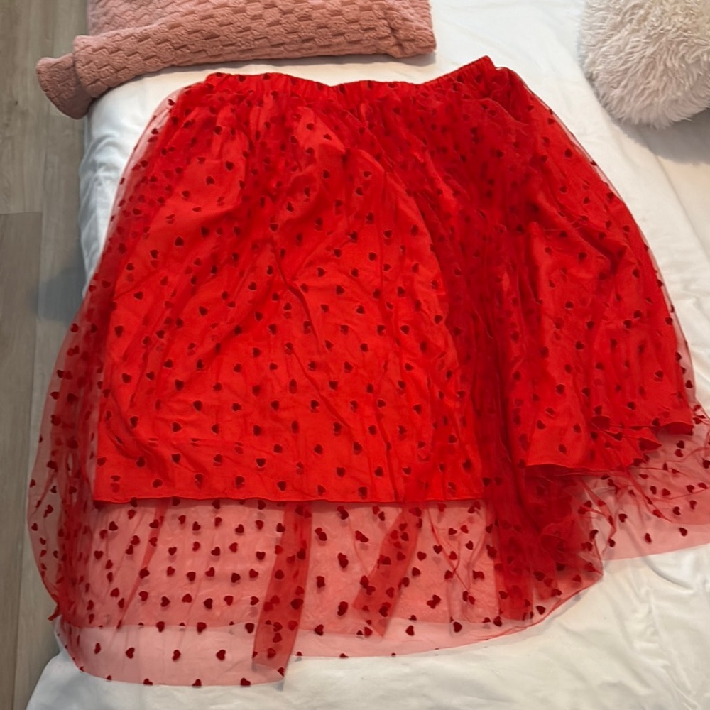 Eloquii Red Embellished Bubble Midi Skirt